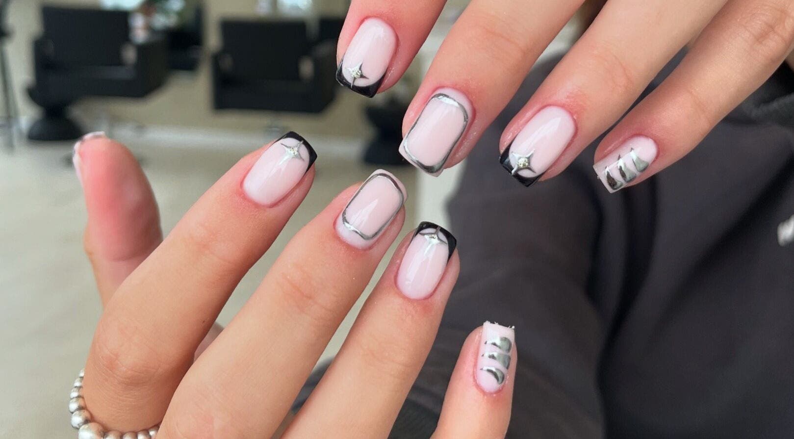 Elegant nail design at Nails by Charlotte Goulding, North Shields, England, GB.