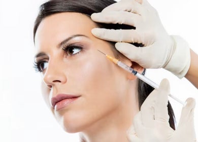 Close-up of facial injection at Beaute Lounge MediSpa in Merthyr Tydfil, Wales, GB for skin revitalization.