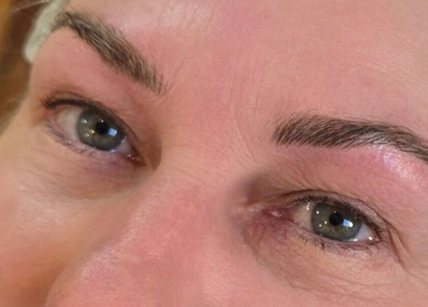 Detailed view of perfectly shaped eyebrows at Atelier Beauty and Permanent Make-Up, Newcastle, New South Wales, AU.