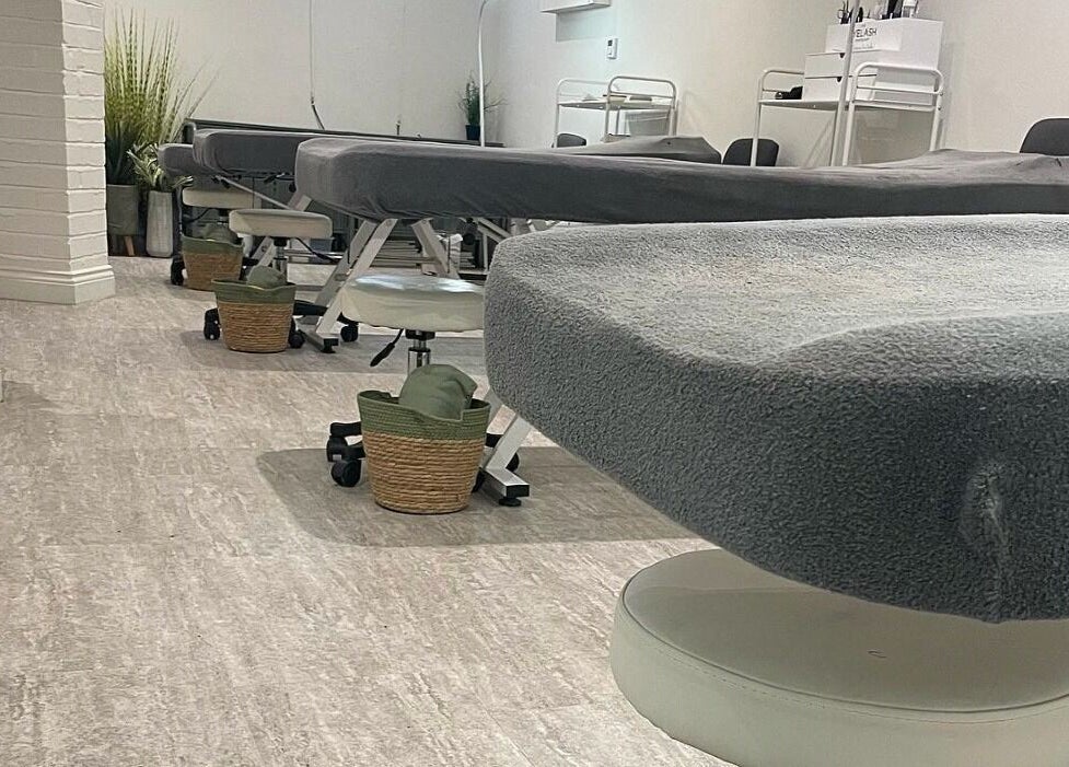 Serene massage beds at Feathers and Co, Padiham, England, GB, offering a tranquil wellness experience.