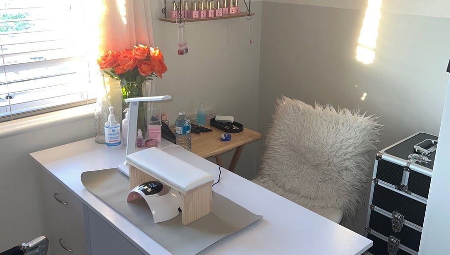 Elegant nail salon interior at Nails By Khloe, Barton Seagrave, England, GB. Cozy and inviting atmosphere.