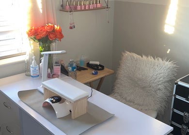 Elegant nail salon interior at Nails By Khloe, Barton Seagrave, England, GB. Cozy and inviting atmosphere.