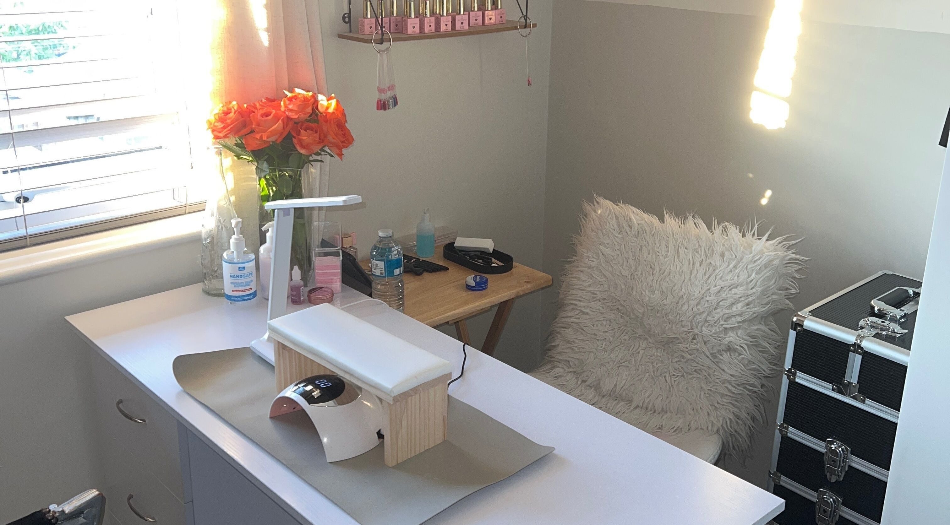 Elegant nail salon interior at Nails By Khloe, Barton Seagrave, England, GB. Cozy and inviting atmosphere.