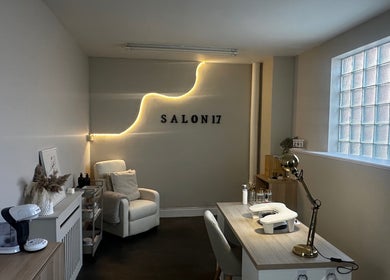 Relaxing interior of Salon 17, Tamworth, England, GB with stylish decor and comfortable seating.