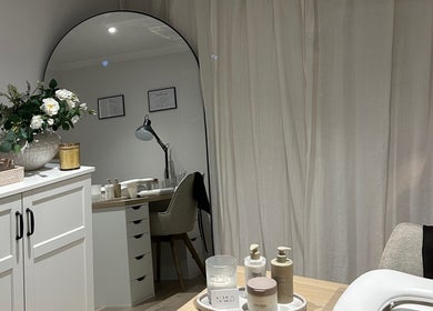 Nails By Tilly Louise salon interior in Chichester, England. Features chic decor and manicure setup.