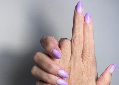 Elegantly manicured lavender nails from Julia Batalova Russian manicure, New York, New York, US.
