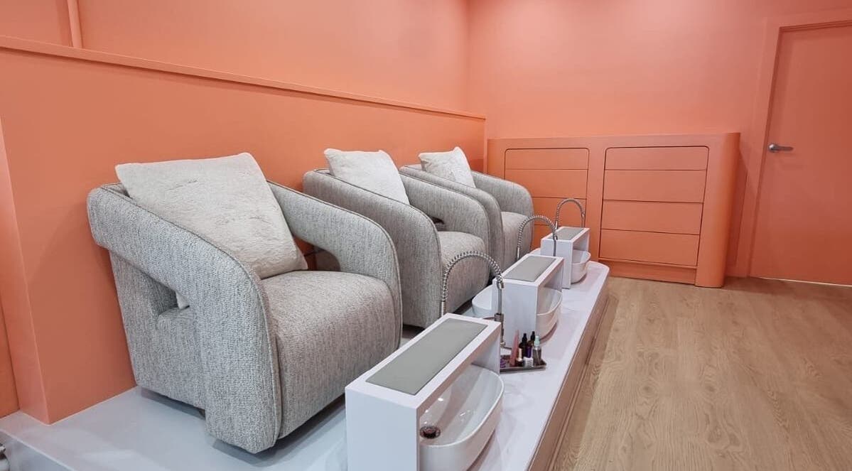 Elegant pedicure chairs at DARKA, Cheltenham, Victoria, AU, offering a tranquil beauty experience.