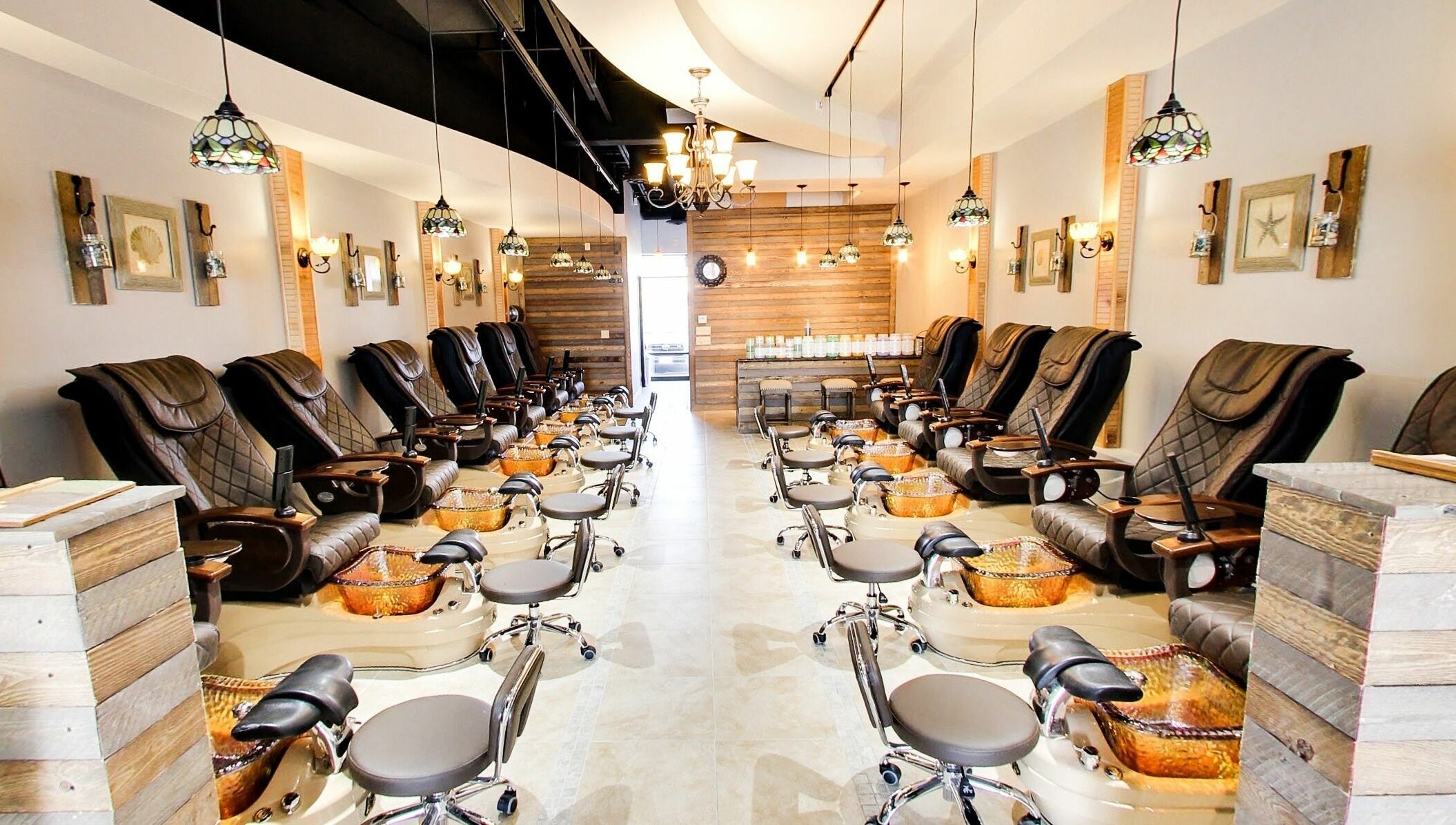 Luxurious pedicure chairs at Natural Nail Bar, Appleton, Wisconsin, US, offering a serene spa experience.