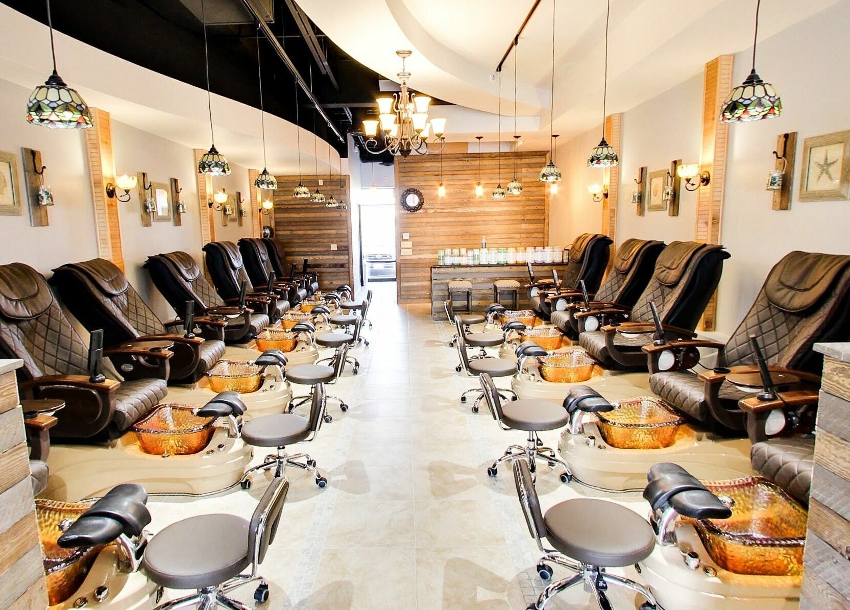 Luxurious pedicure chairs at Natural Nail Bar, Appleton, Wisconsin, US, offering a serene spa experience.
