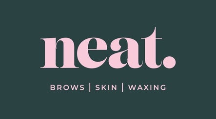 Neat.beauty logo in pink on dark background, showcasing brows, skin, waxing services in Dublin, IE.