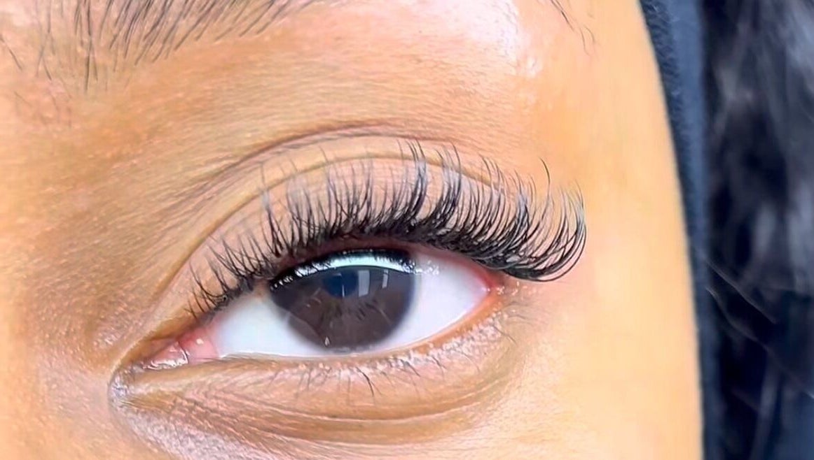 Close-up of elegant lash extensions at Belle B Luxe studio, Roodepoort, Gauteng, ZA.