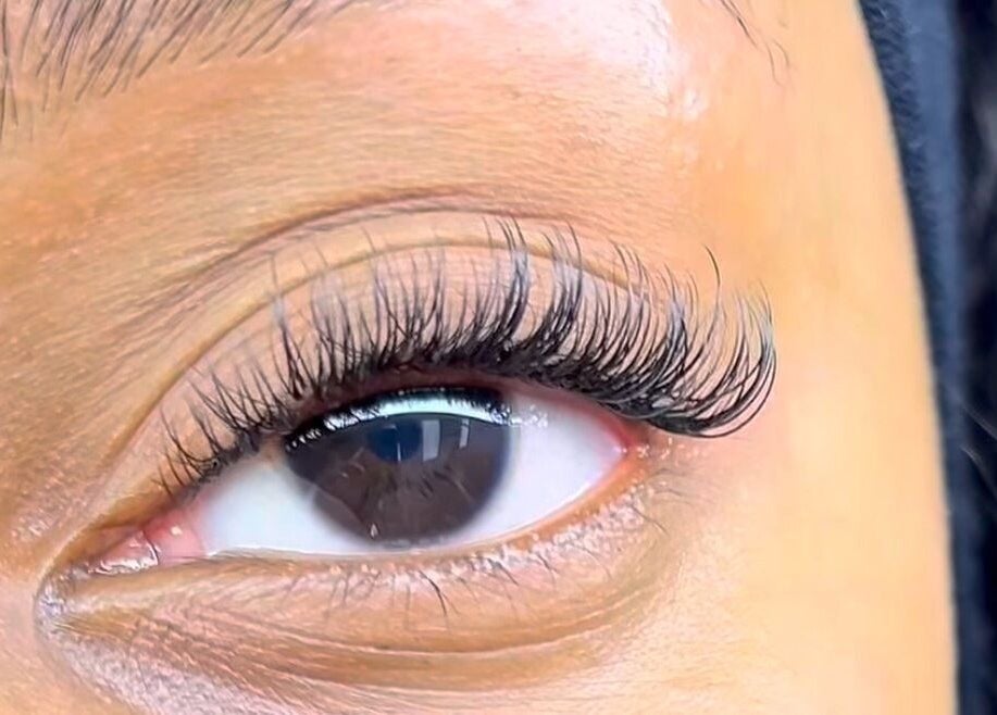 Close-up of elegant lash extensions at Belle B Luxe studio, Roodepoort, Gauteng, ZA.