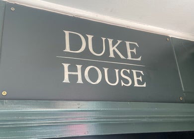 Entrance sign of Powder Beauty At Duke House, Brighton, England, GB.