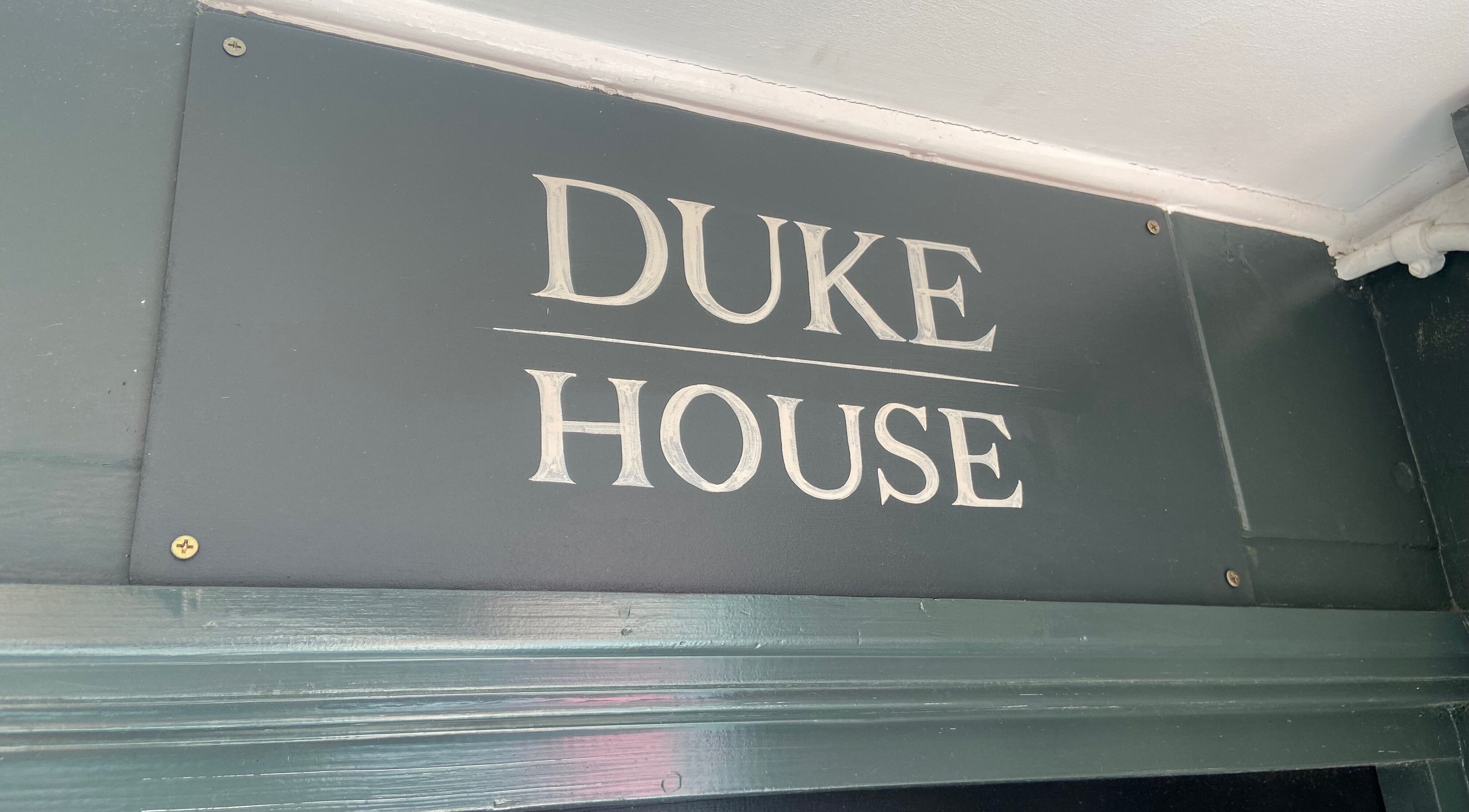 Entrance sign of Powder Beauty At Duke House, Brighton, England, GB.