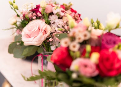 Floral arrangement at Powder Beauty At Duke House, Brighton, England, GB showcases elegance and color.