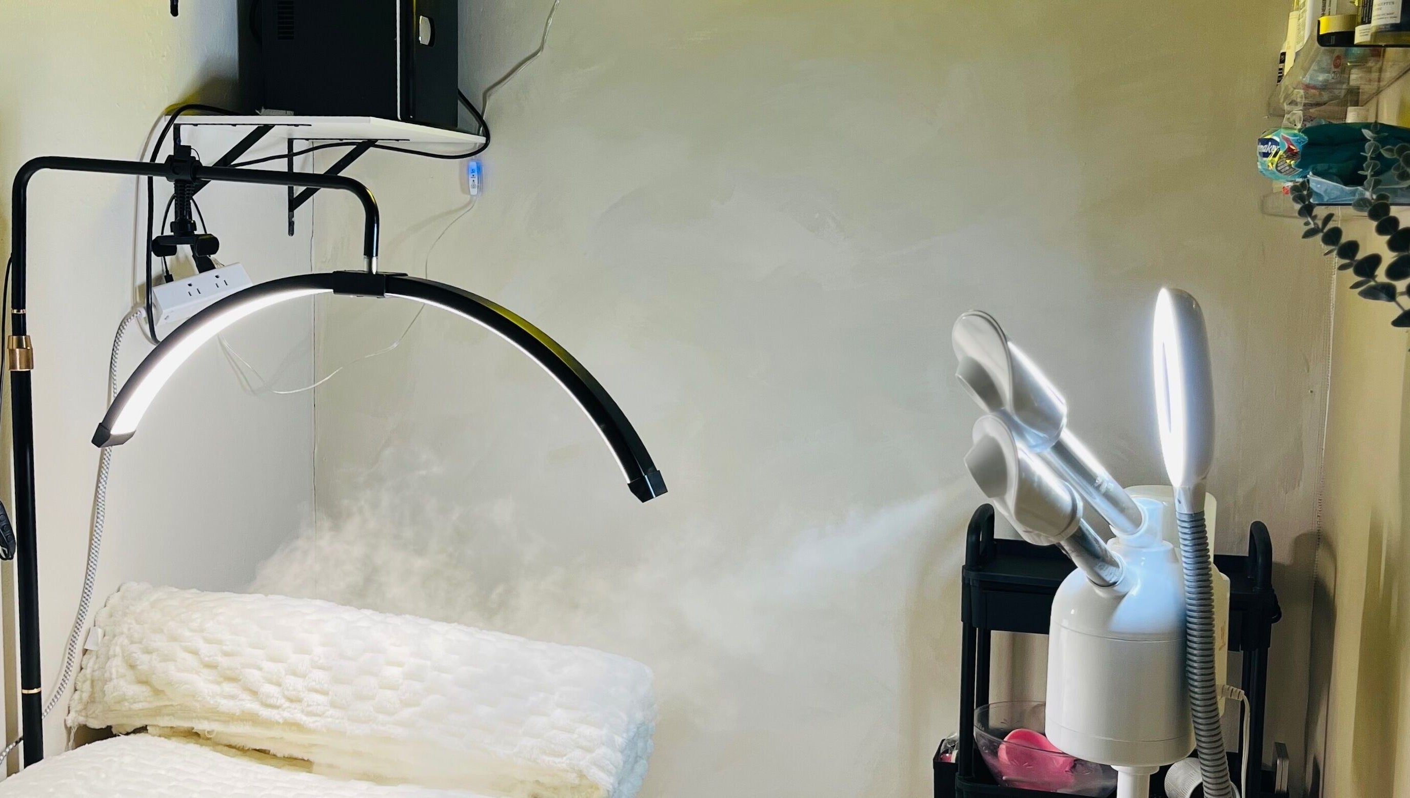 Cozy treatment room at Blxc Gold Aesthetics, Kingston, St. Andrew Parish, featuring modern skincare equipment.