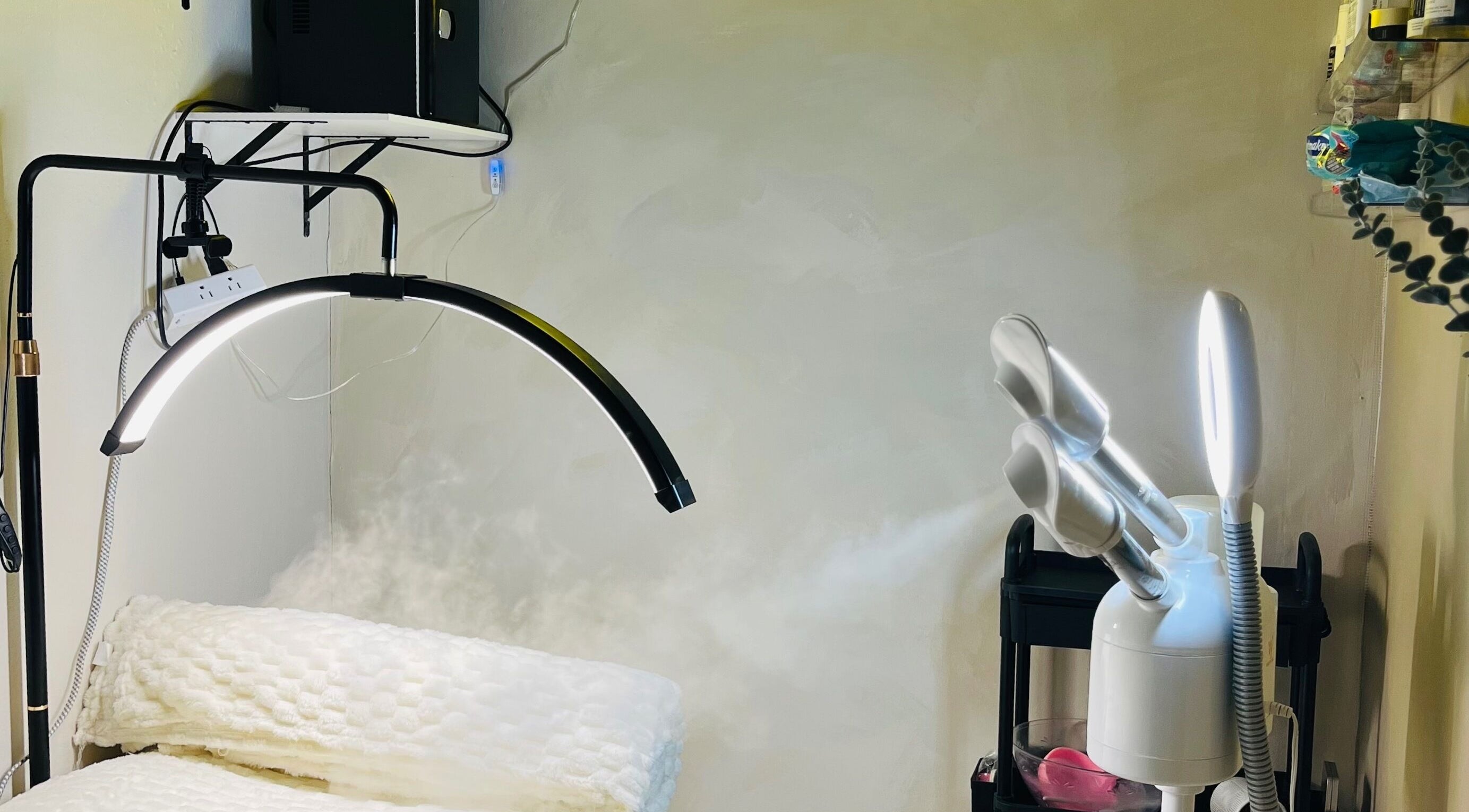 Cozy treatment room at Blxc Gold Aesthetics, Kingston, St. Andrew Parish, featuring modern skincare equipment.