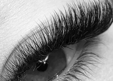 Close-up of eyelash extensions at Head Turner, Shrewsbury, England, GB, showcasing detailed craftsmanship.