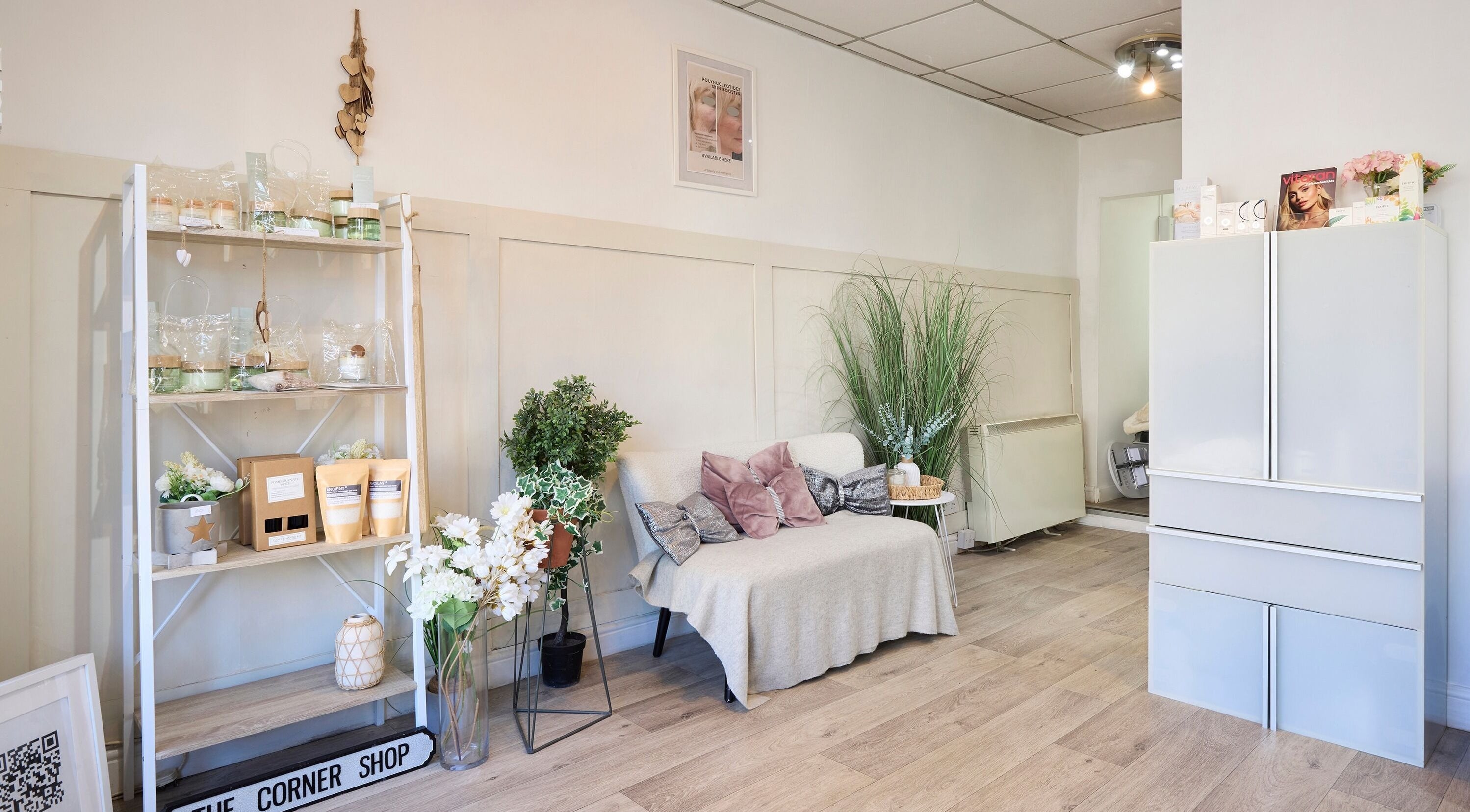 Calm waiting area with plush seating at Hayley Louise Beauty and Aesthetics, Burnley, England, GB.