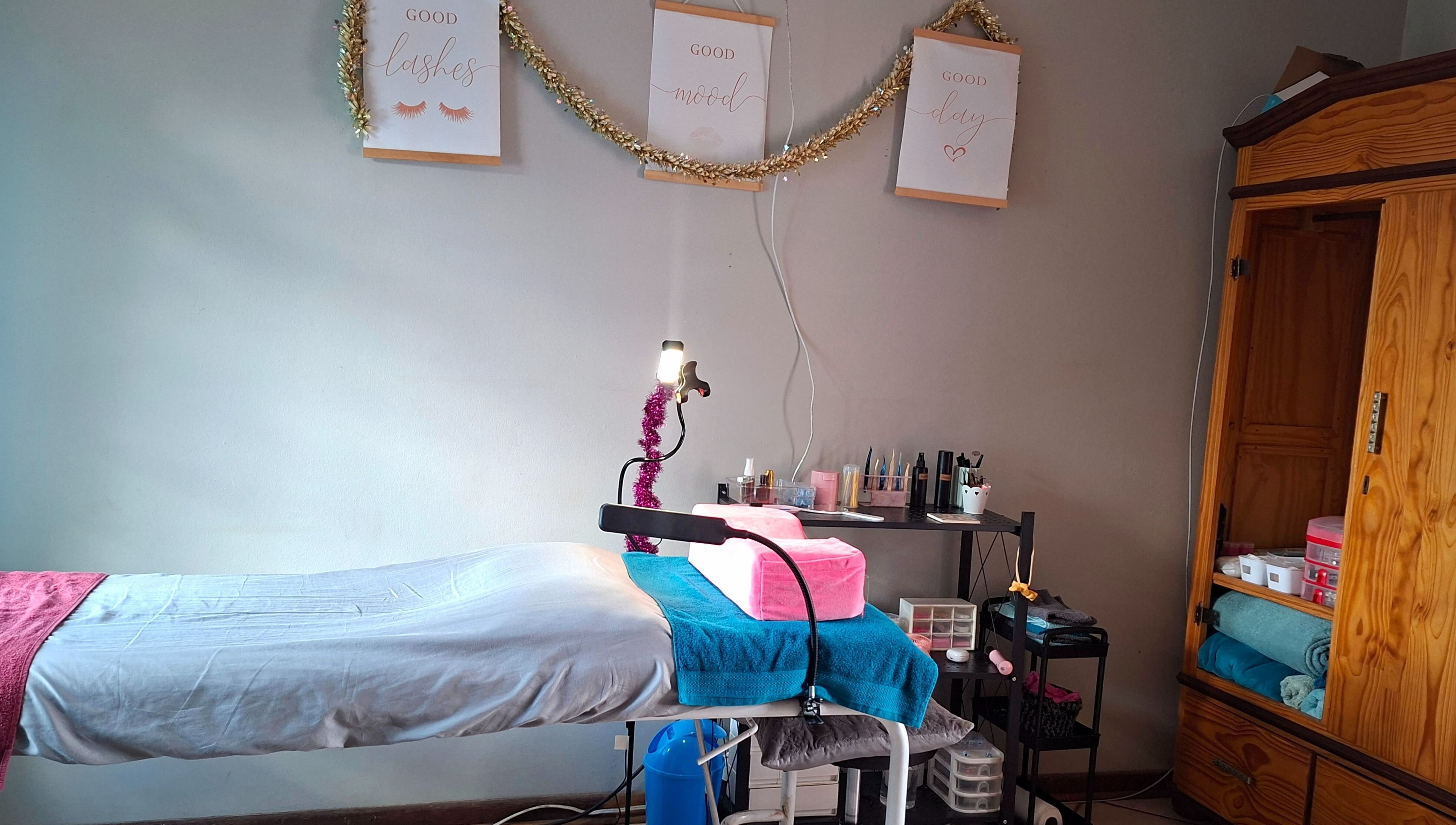 Relaxing spa room at Glam Gaze, Meyerton, Gauteng, ZA with treatment bed and decor.