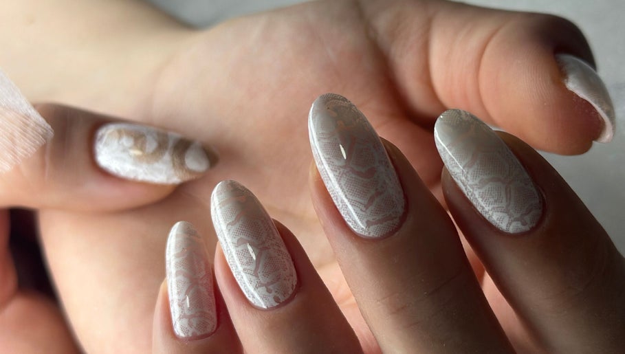 Intricate lace nail art at ManiCraft Nails, Cork, County Cork, IE, showcasing fine detail and elegance.