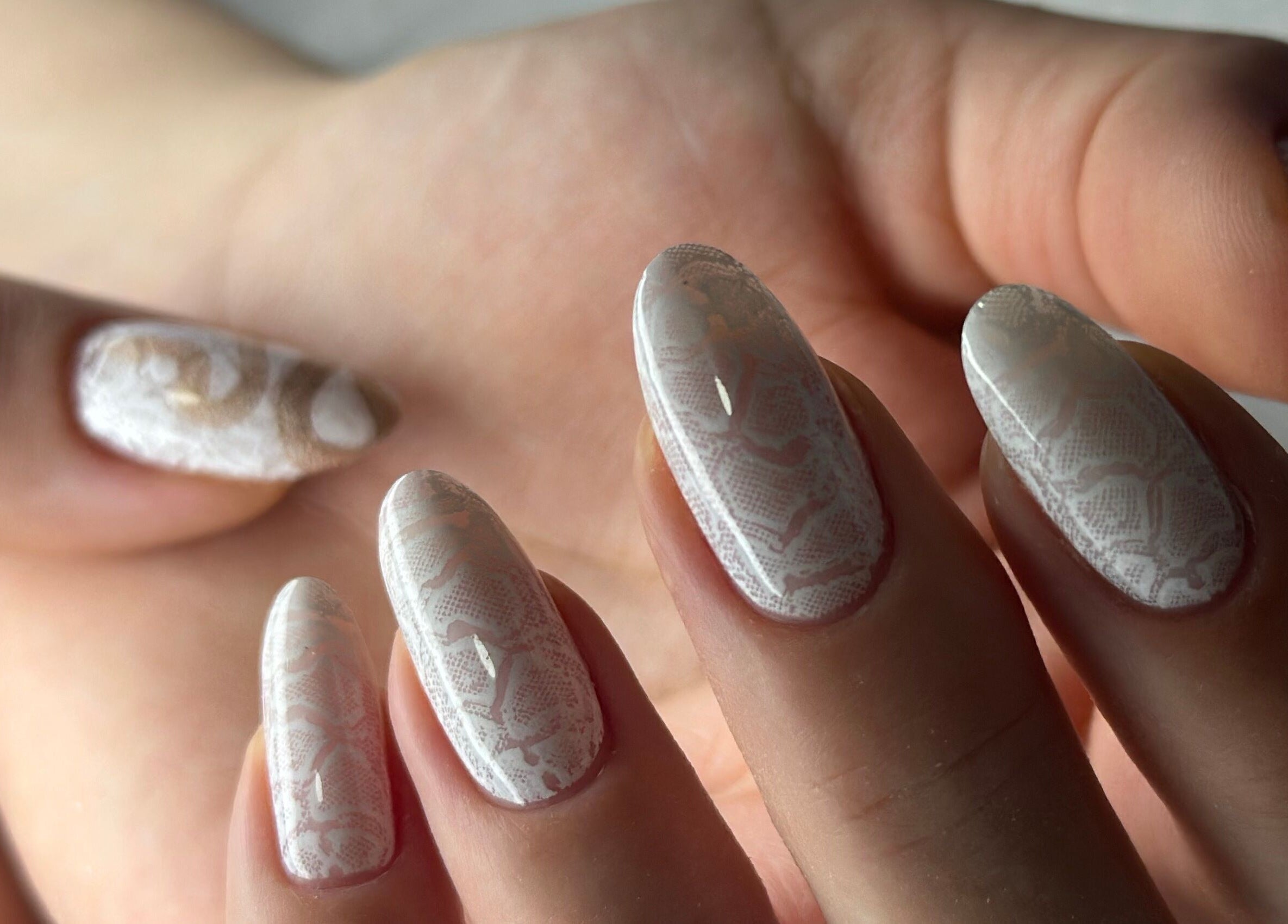 Intricate lace nail art at ManiCraft Nails, Cork, County Cork, IE, showcasing fine detail and elegance.
