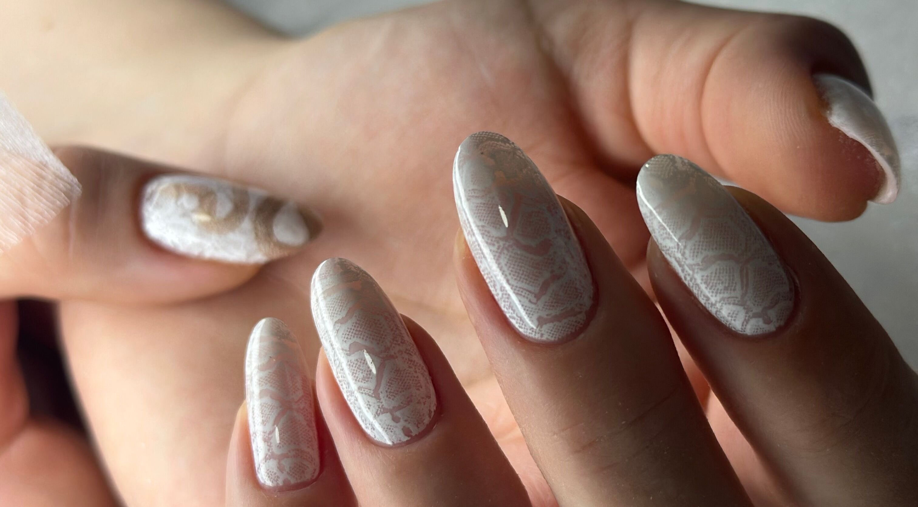 Intricate lace nail art at ManiCraft Nails, Cork, County Cork, IE, showcasing fine detail and elegance.