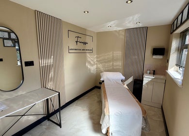 Elegant treatment room at Finesse Aesthetics and Skincare, Burton-on-trent, England, GB.