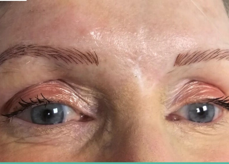 Close-up of expertly shaped eyebrows with makeup at AKBrows - Richmond, Richmond, England, GB.