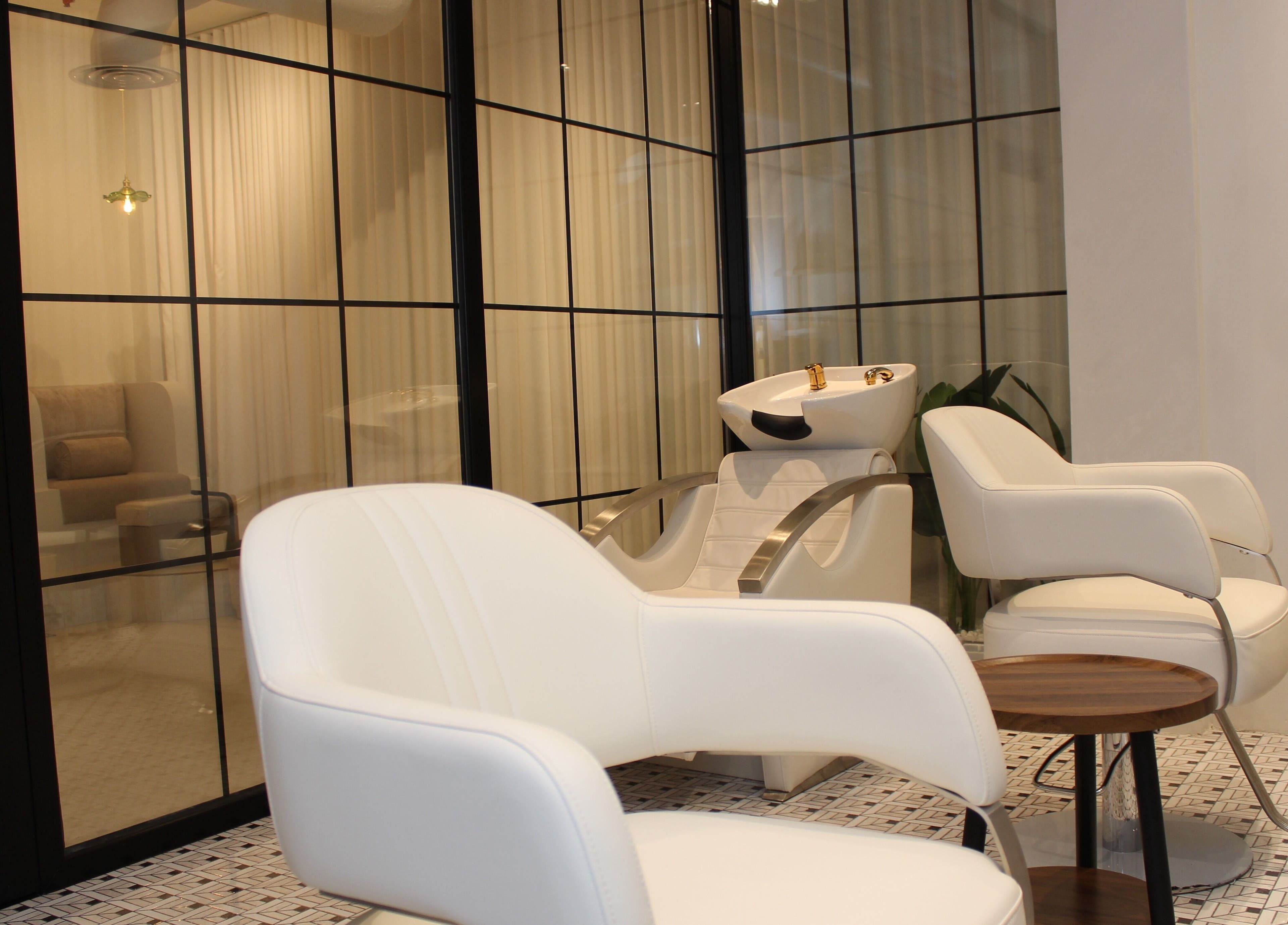 Chic salon chairs at Hayat and Spa, الخبر, المنطقة الشرقية, SA, showcasing a modern and inviting space.