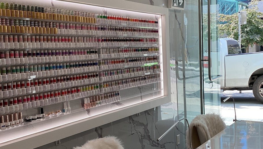 Diverse nail polish display at Champagne Nail Lounge on Drake, Vancouver, British Columbia, CA.