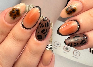 Chic animal print nail design at All Things Beauty, Flitwick, England, GB.