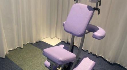 Comfortable massage chair at Marialice Massage & Beauty in Stevenage, England, GB.