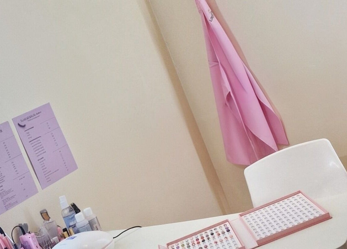 Nail service area at The Beauty Hideaway in Ludlow, England, GB, showcasing organized tools and decor.