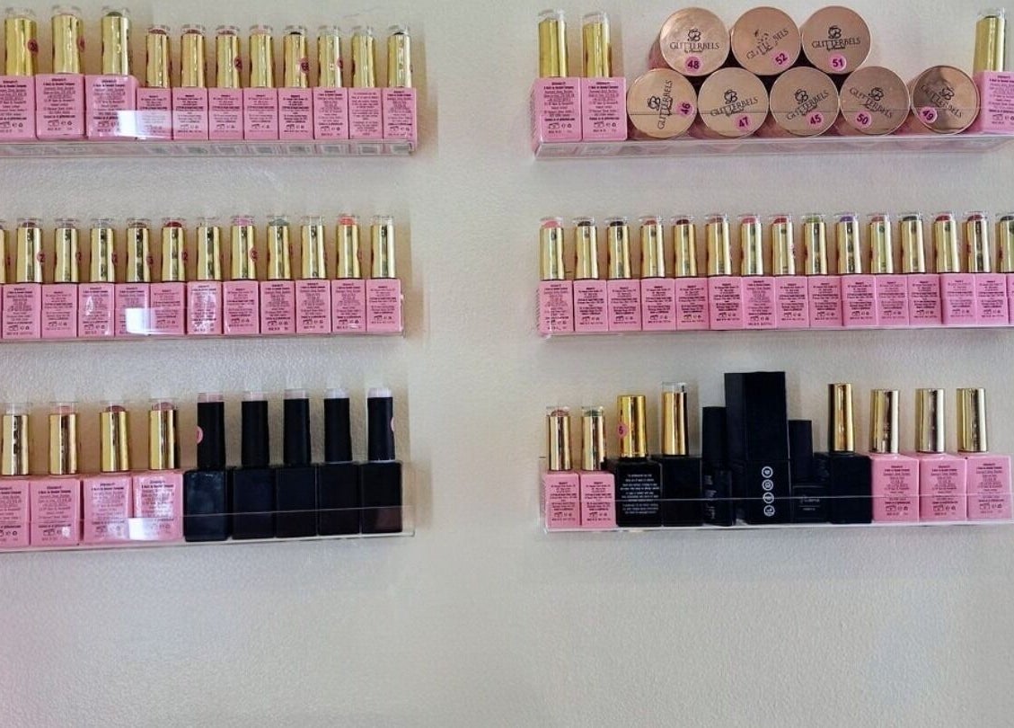 Luxury nail polishes and cosmetics on display at The Beauty Hideaway, Ludlow, England, GB.