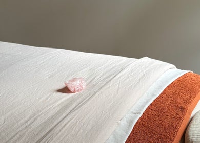 Massage bed with crystal at Sound and Bodywork Massage, Melbourne, Victoria, AU.
