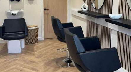 Modern salon chairs at Becky With The Good Hair - Stubbington in Fareham, England, GB.