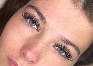 Close-up of eyelash extensions at Dolled By Moll, Chislehurst, England, GB.