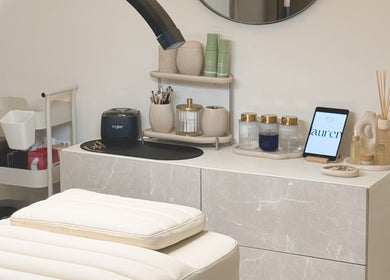 Sophisticated treatment area at Lauren Brows and Beauty in Dubai, Dubai, AE, showcasing modern decor and tools.