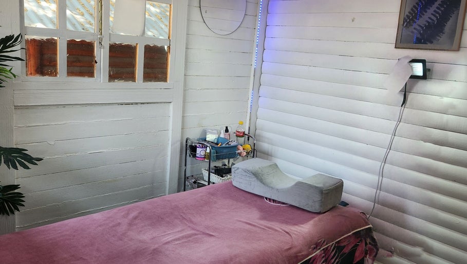 Tranquil treatment room at The Lash Shack in Randburg, Gauteng, ZA, featuring a comfortable massage bed.