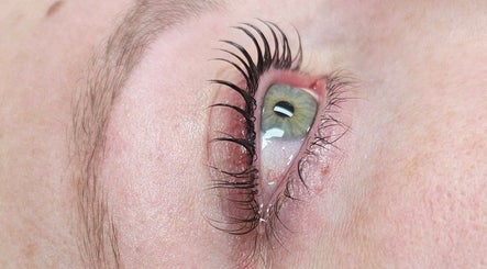 Close-up of enhanced eyelashes at Glowing Beauty, Christchurch, Canterbury, NZ.