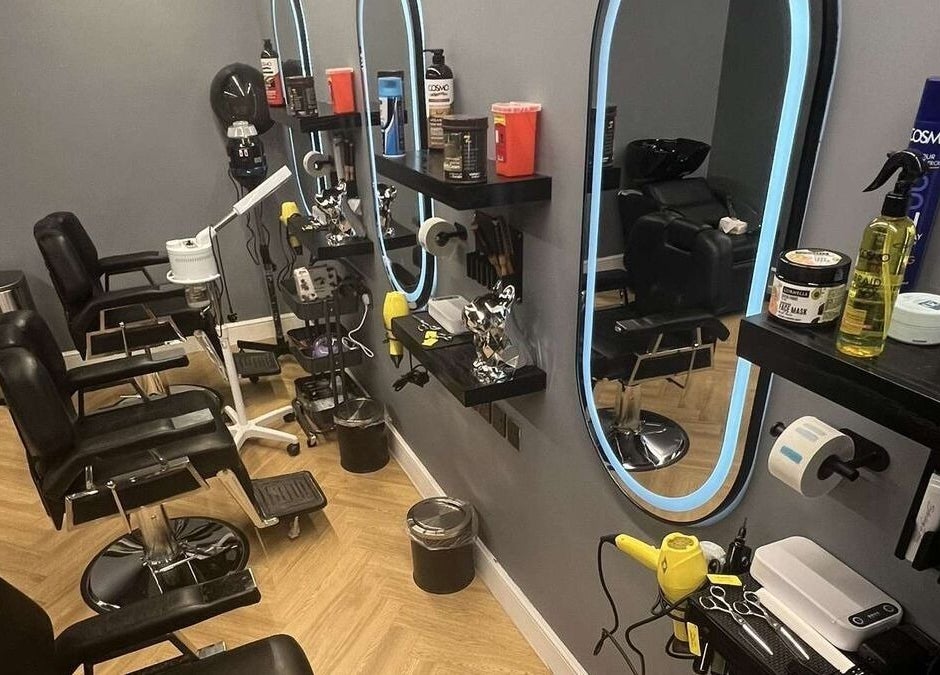Modern salon setup at صالون المسار الازرق | Blue Line Salon, Riyadh, Riyadh Province, SA with sleek chairs and mirrors.