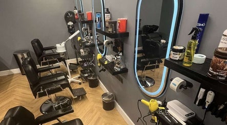 Modern salon setup at صالون المسار الازرق | Blue Line Salon, Riyadh, Riyadh Province, SA with sleek chairs and mirrors.