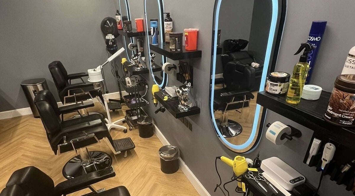 Modern salon setup at صالون المسار الازرق | Blue Line Salon, Riyadh, Riyadh Province, SA with sleek chairs and mirrors.