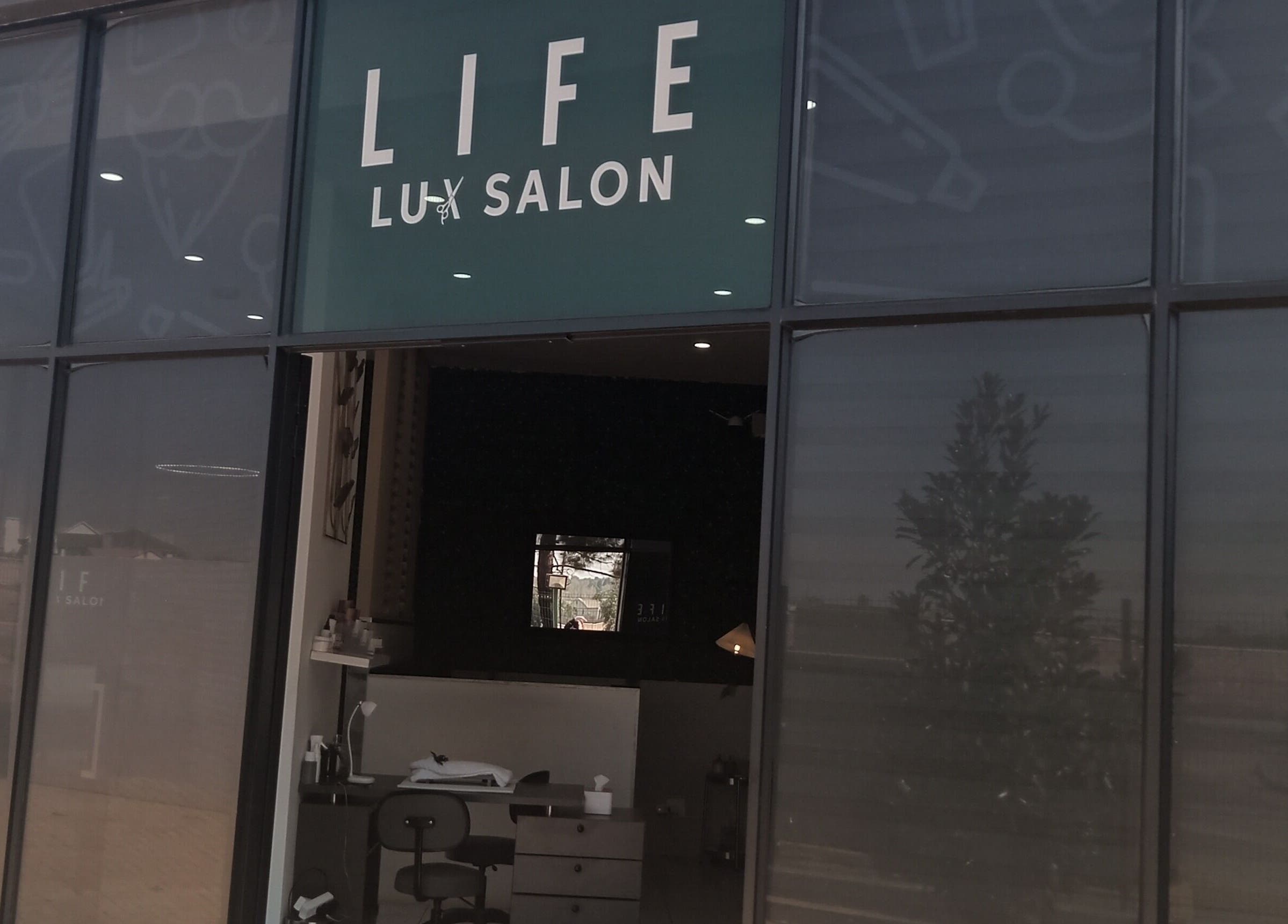 Entrance of Life Lux Salon, Centurion, Gauteng, ZA showcasing elegant design and welcoming ambiance.