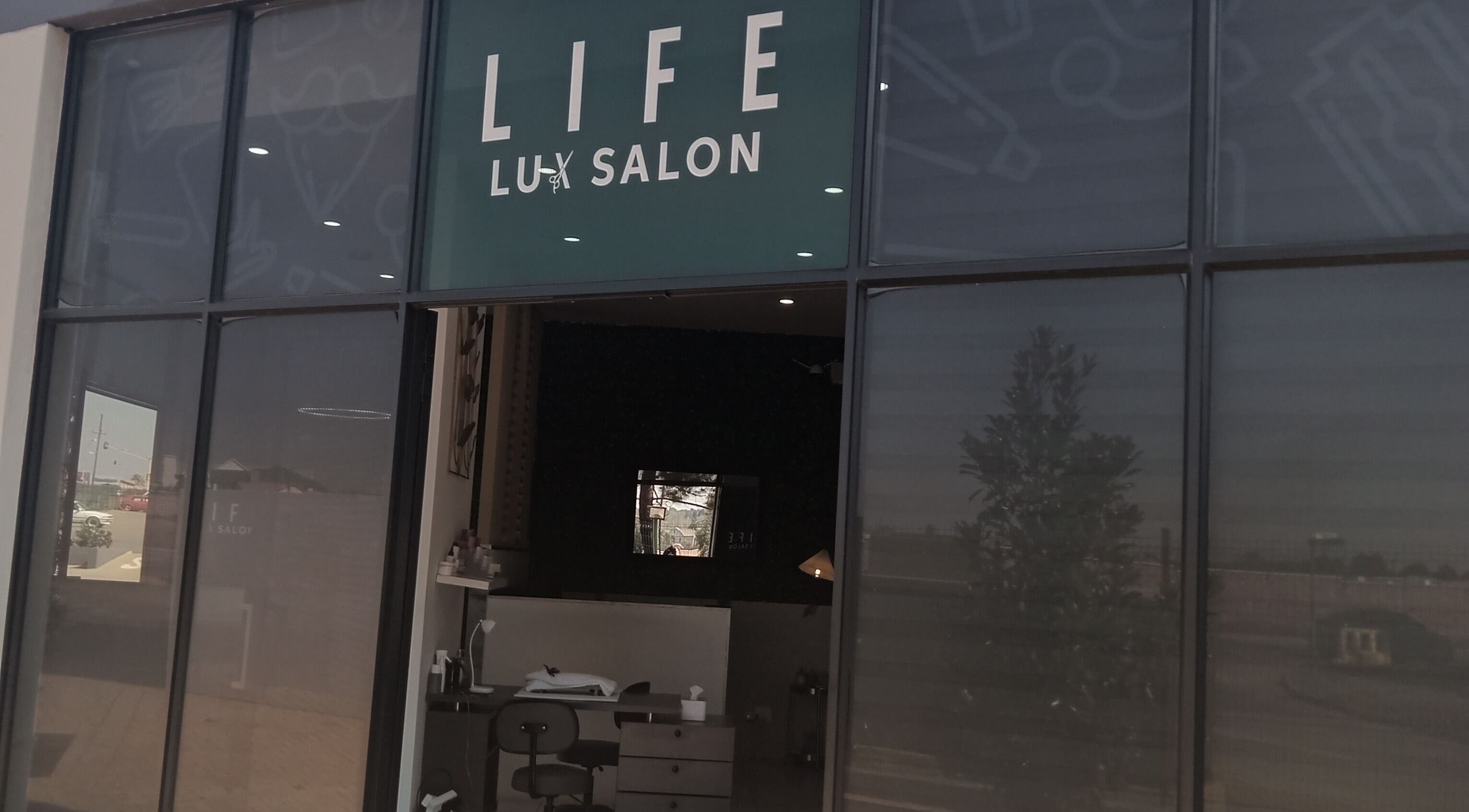 Entrance of Life Lux Salon, Centurion, Gauteng, ZA showcasing elegant design and welcoming ambiance.