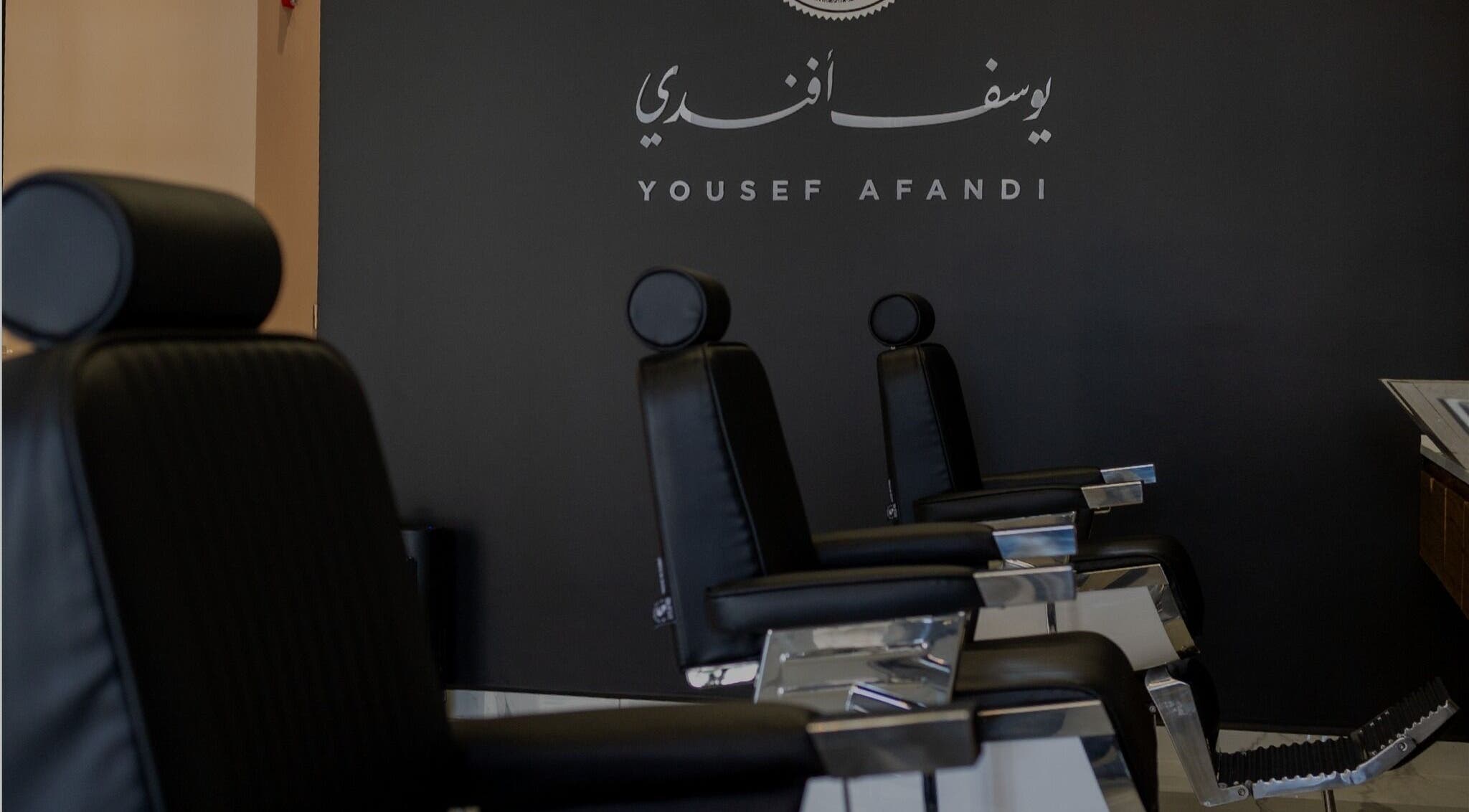 Stylish barber chairs in sleek setting at Yousef Afandi-Shiekh Zayed, Giza Governorate, Giza Governorate, EG.
