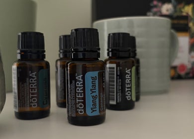 Essential oils on display at Beauty Within, Hull, England, GB offering aromatherapy products.