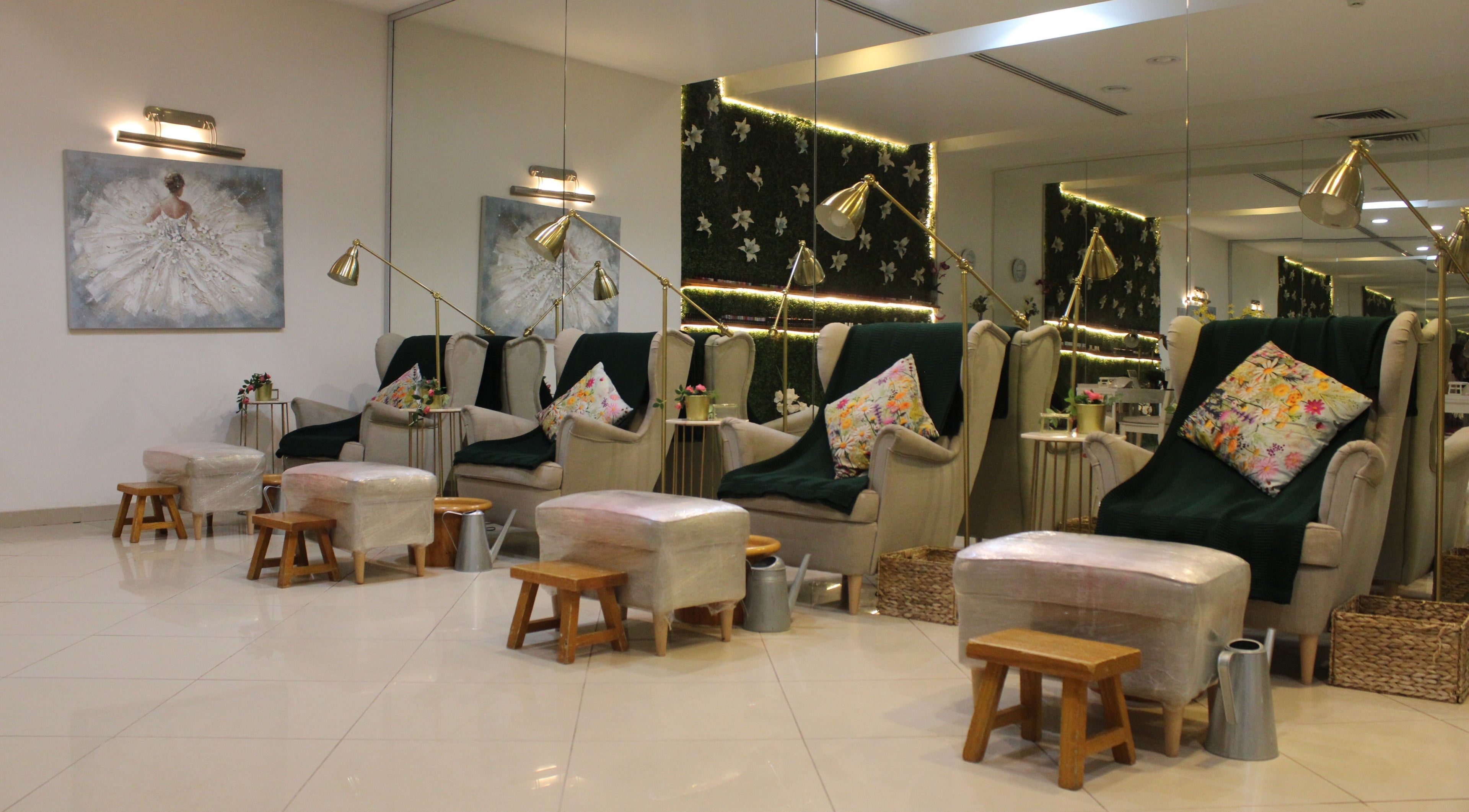 Relaxing pedicure lounge at Can Beauty Salon in Riyadh, offering comfort and elegance. Riyadh, Riyadh Province, SA.