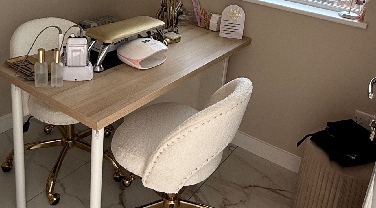 Cozy nail station at Amore Nails & Beauty By Jayne in Birtley, England, GB, featuring chic decor.